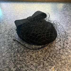 Elegant Black Fascinator Hat with Veil